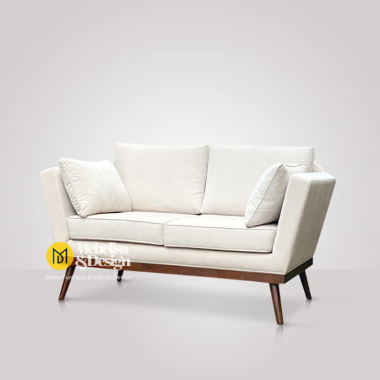 Sofa Minimalis 2 Dudukan Kayu Jati Japandi