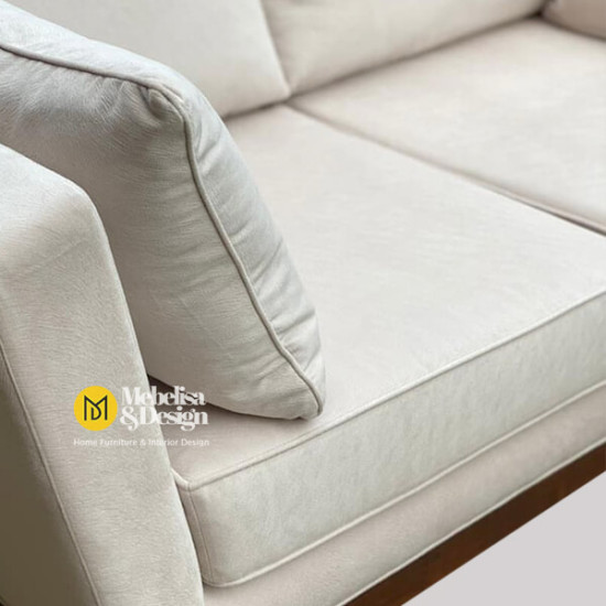 Sofa Minimalis 2 Dudukan Kayu Jati Japandi