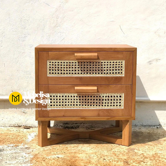 Meja Bedside 2 Laci Rotan Bahama Meja Bedside 2 Laci Rotan Bahama