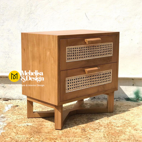 Meja Bedside 2 Laci Rotan Bahama Meja Bedside 2 Laci Rotan Bahama