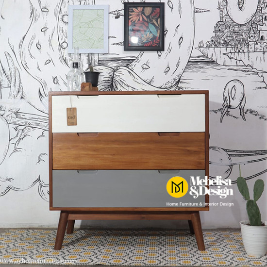 Meja Nakas Laci Retro Scandinavian