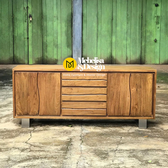 Bufet Laci Minimalis Modern Industrial Jati