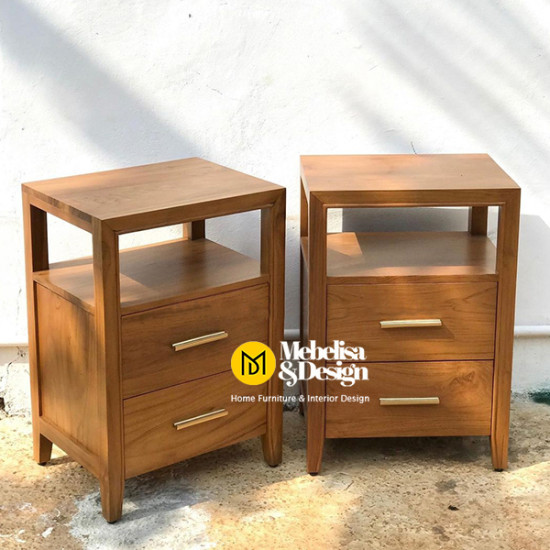 Meja Bedside Jati Minimalis 2 Laci Jason Meja Bedside Jati Minimalis 2 Laci Jason