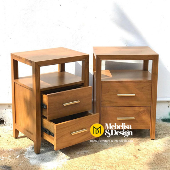 Meja Bedside Jati Minimalis 2 Laci Jason Meja Bedside Jati Minimalis 2 Laci Jason