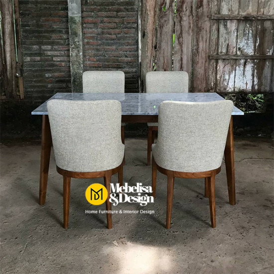 Kursi Meja Makan Marmer Set 4 Kursi Jok Scandinavian