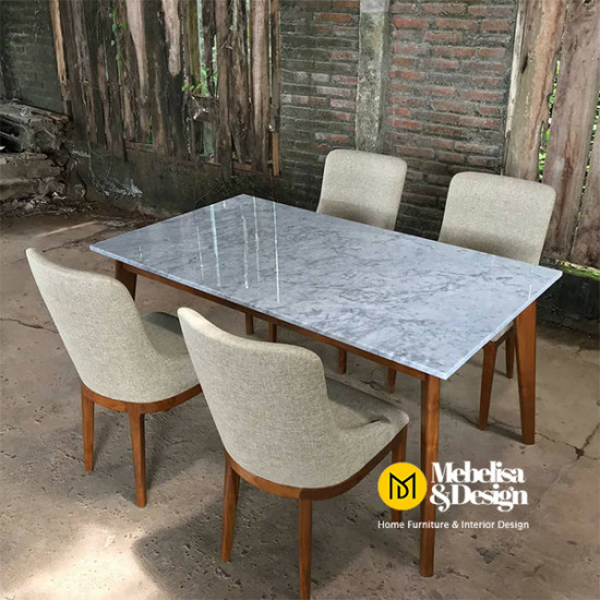 Kursi Meja Makan Marmer Set 4 Kursi Jok Scandinavian
