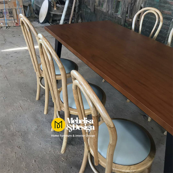 Meja Makan Besi Set 6 Kursi Jati Scandinavian