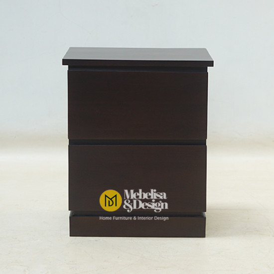 Meja Bedside Minimalis 2 Laci Jati