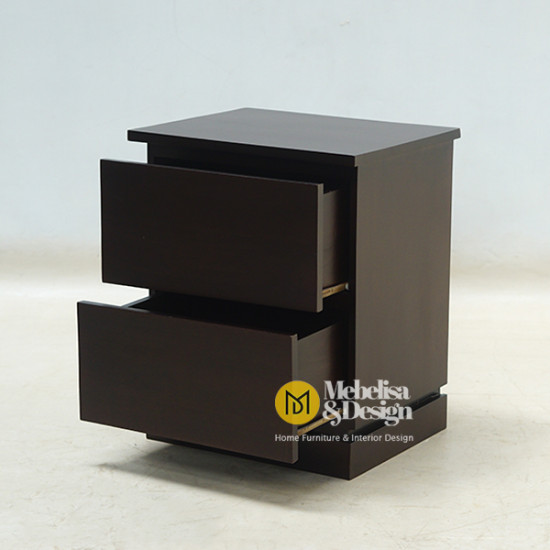 Meja Bedside Minimalis 2 Laci Jati