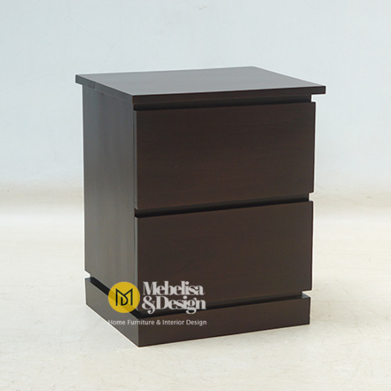 Meja Bedside Minimalis 2 Laci Jati