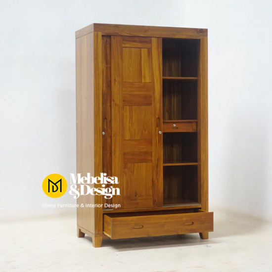 Lemari Pakaian Minimalis 2 Pintu Sliding Mebel Jepara
