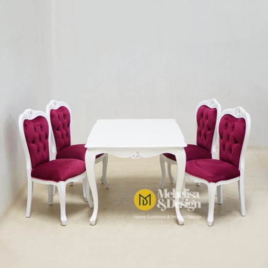 Set Kursi Meja Makan Mewah Duko Putih