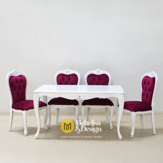 Set Kursi Meja Makan Mewah Duko Putih