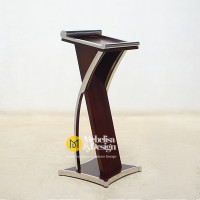 Meja Podium Kayu Jati Stainless