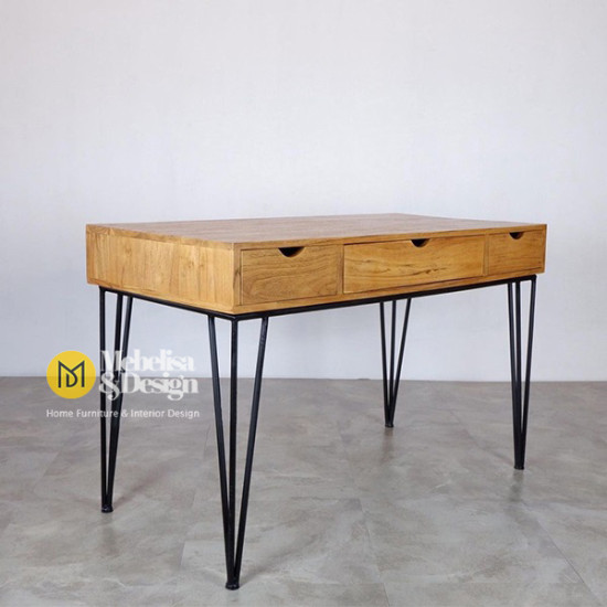 Meja Kerja Modern Jati Industrial 3 Laci Thomson Meja Kerja Modern Jati Industrial 3 Laci Thomson