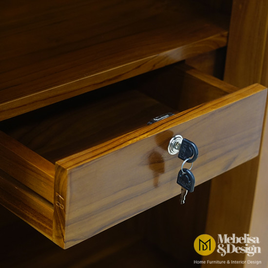 Lemari Pakaian 4 Pintu Sliding Minimalis Jati