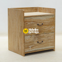 Meja Nakas Bedside 2 Laci Rustik White Wash Meja Nakas Bedside 2 Laci Rustik White Wash