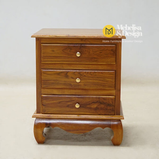 Meja Nakas Jati 3 Laci Minimalis Jepara