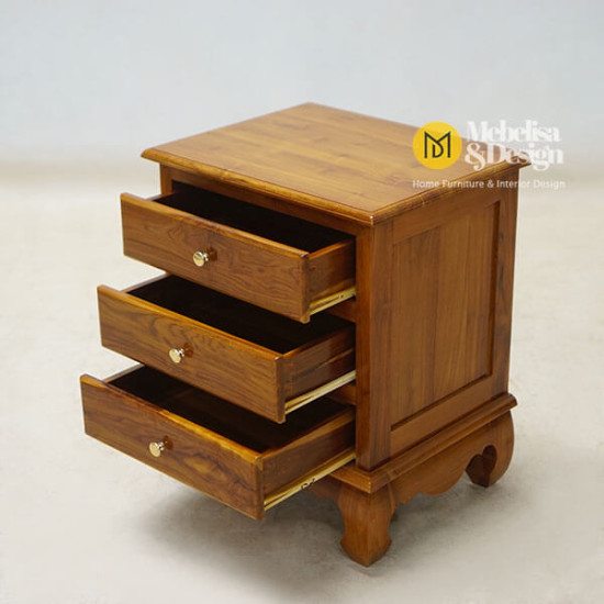 Meja Nakas Jati 3 Laci Minimalis Jepara