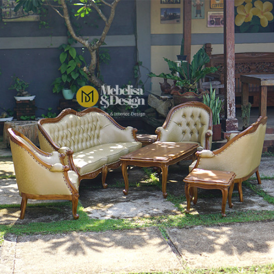 Set Sofa Meja Tamu Jati Louis Gelung 3211