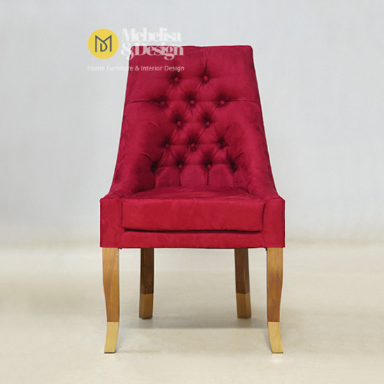 Kursi Makan Jok Modern Red Velvet Kayu Jati Kursi Makan Jok Modern Red Velvet Kayu Jati