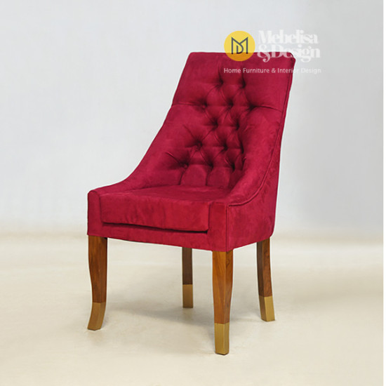 Kursi Makan Jok Modern Red Velvet Kayu Jati Kursi Makan Jok Modern Red Velvet Kayu Jati