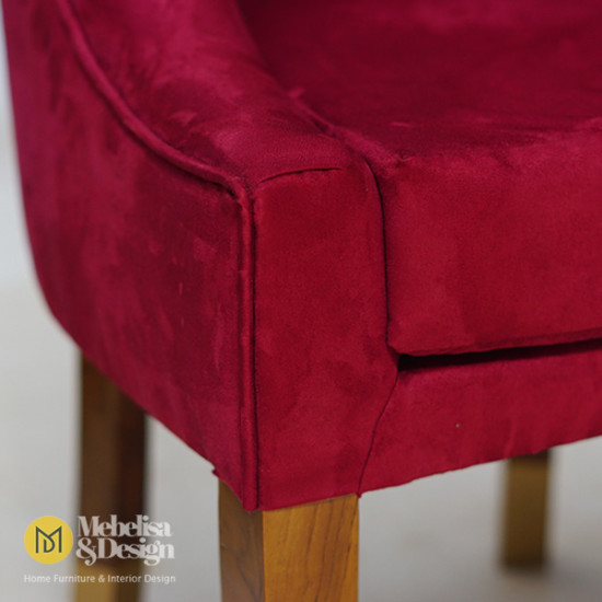 Kursi Makan Jok Modern Red Velvet Kayu Jati Kursi Makan Jok Modern Red Velvet Kayu Jati