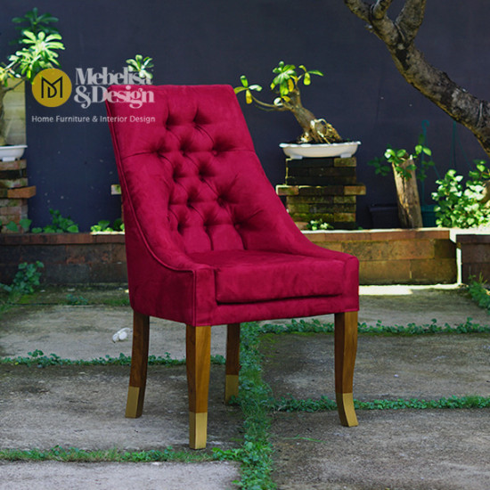 Kursi Makan Jok Modern Red Velvet Kayu Jati Kursi Makan Jok Modern Red Velvet Kayu Jati