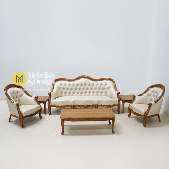 Set Sofa Tamu Ukiran Lois Gelung 311 Kayu Jati