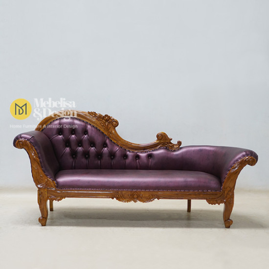 Sofa Santai Panjang Lois Kayu Jati Ukiran Jepara