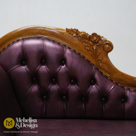 Sofa Santai Panjang Lois Kayu Jati Ukiran Jepara