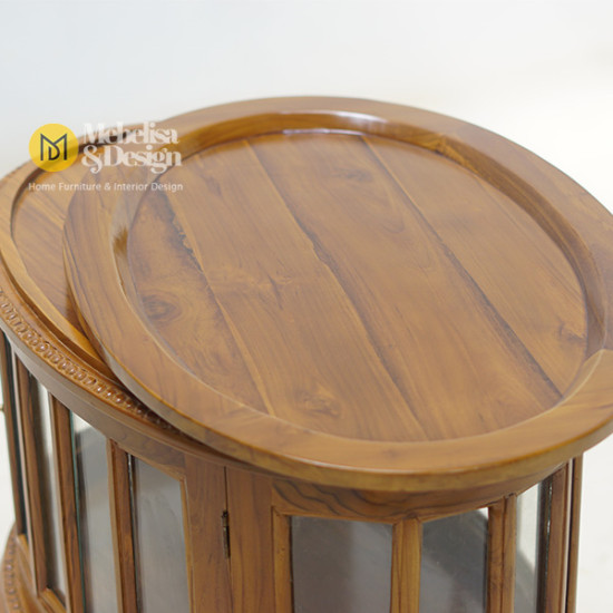 Meja Teh Model Oval Kayu Jati Jepara