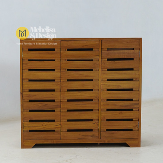 Lemari Rak Sepatu Sandal Minimalis Jati Leony