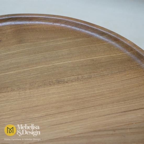 Industrial Round Table Teak Iron Leg Industrial Round Table Teak Iron Leg