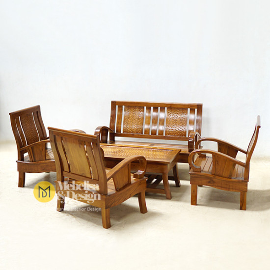 Kursi Meja Tamu Set Minimalis Jati Mebel Jepara 2111