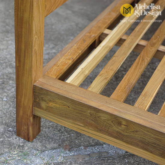 Recycled Teak Wood Bed Frame With Rattan Combination