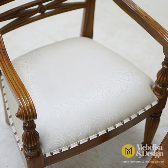 Kursi Meja Tamu Rafles Kayu Jati Jok Set 211