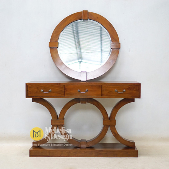 Set Meja Konsul Dan Cermin Minimalis Modern 3 Laci