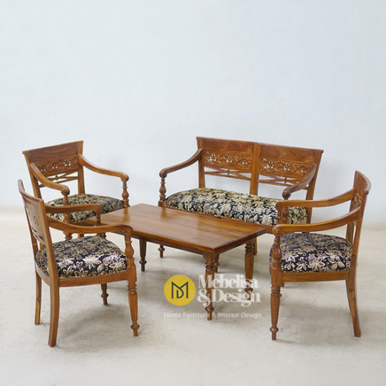 Kursi Meja Ruang Tamu Rafles Jati Set 2111 Jok Bunga Kursi Meja Ruang Tamu Rafles Jati Set 2111 Jok Bunga