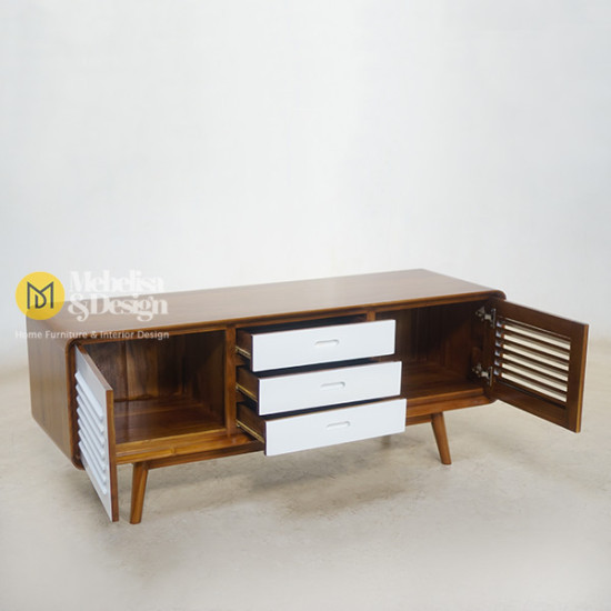 Meja Bufet TV Scandinavian Modern Natural Duko Putih
