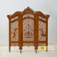 Sketsel Pembatas Ruangan Ukiran Wayang Kayu Jati