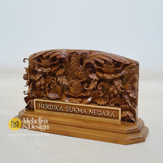 Papan Nama Ukir Relief Kayu Jati Jepara