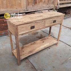 Abigail Recycled Teak Console Table 2 Drawers