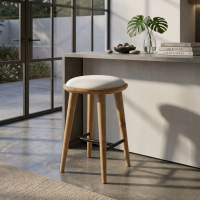 Aida Barstool Kursi Bar Bulat Retro Mid-Century Jati