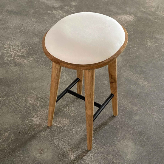 Aida Barstool Kursi Bar Bulat Retro Mid-Century Jati Aida Barstool Kursi Bar Bulat Retro Mid-Century Jati