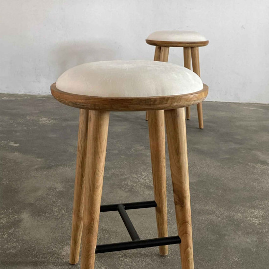 Aida Barstool Kursi Bar Bulat Retro Mid-Century Jati Aida Barstool Kursi Bar Bulat Retro Mid-Century Jati