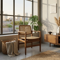 Aidan Armchair Kursi Aksen Kombinasi Anyaman Rotan