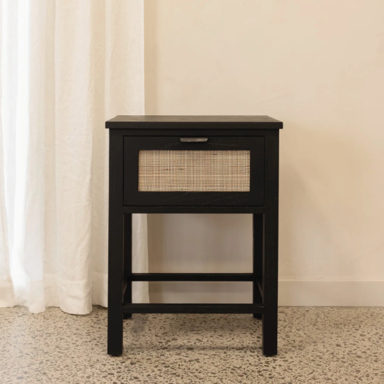Alba Bedside Table Black & Bleach