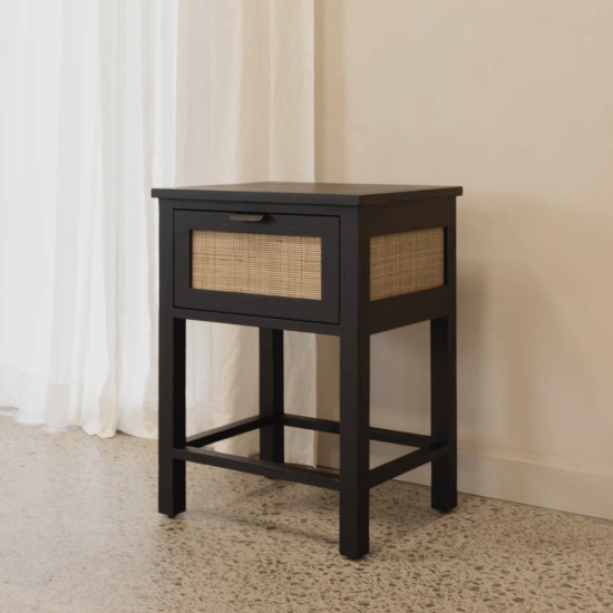 Alba Bedside Table Black & Bleach
