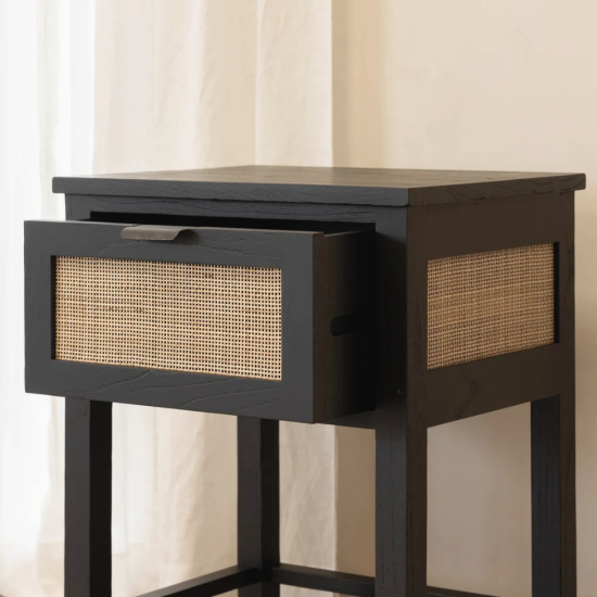 Alba Bedside Table Black & Bleach